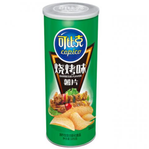 可比克薯片 烧烤味105g 休闲零食 膨...